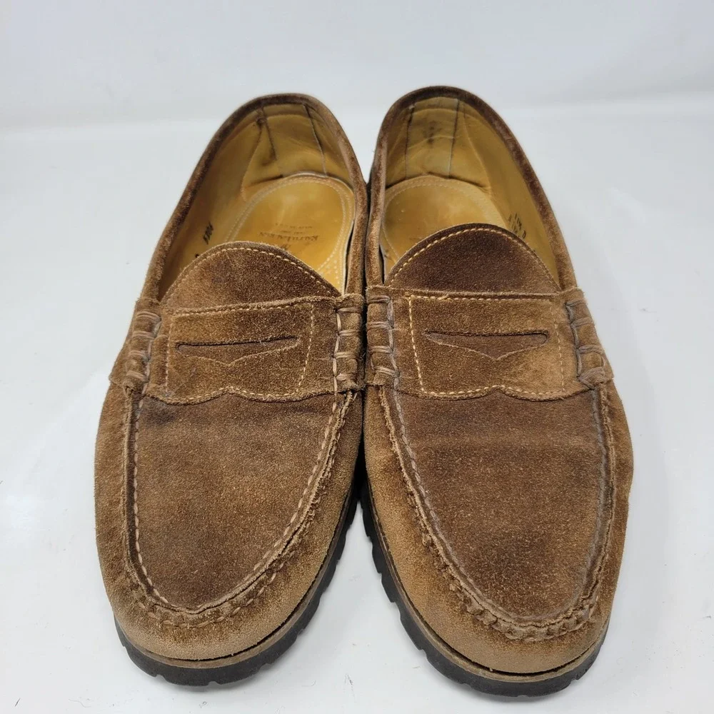 Polo Ralph Lauren Brown Suede Penny Loafers Mens 11.5 D Vibram Lug Made in USA